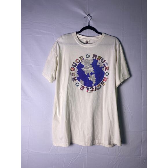 Maggie's Organics Reduce Reuse Recycle Graphic Print White Shirt Women's Size XL - Picture 1 of 2